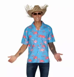 Hawaii Skjorte med Flamingo Print