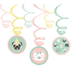 Hello Pets Pastel Swirl Dekorationer, 6 stk.