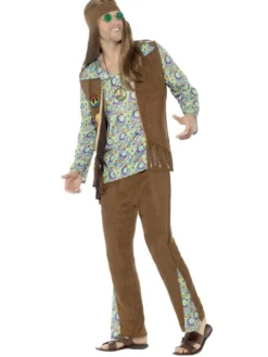 Hippie Kostume Grønt, Herre