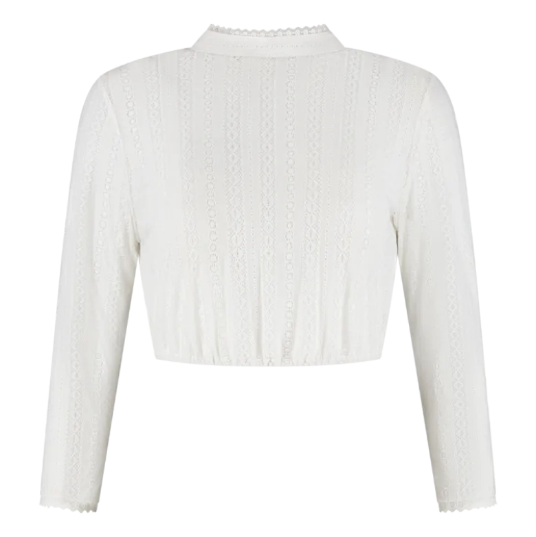 Høj Hvid Dirndl Top Med 3/4 Ærmer