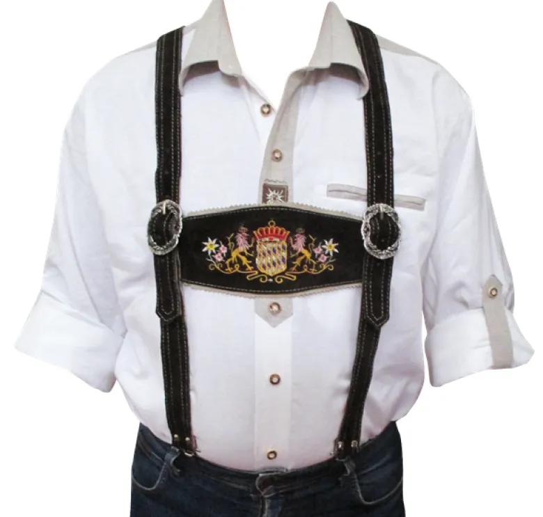 H-Seler Til Lederhosen - Ægte Læder, Mørkebrun