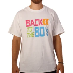 Hvid "Back to the 80's" Bomulds T-shirt