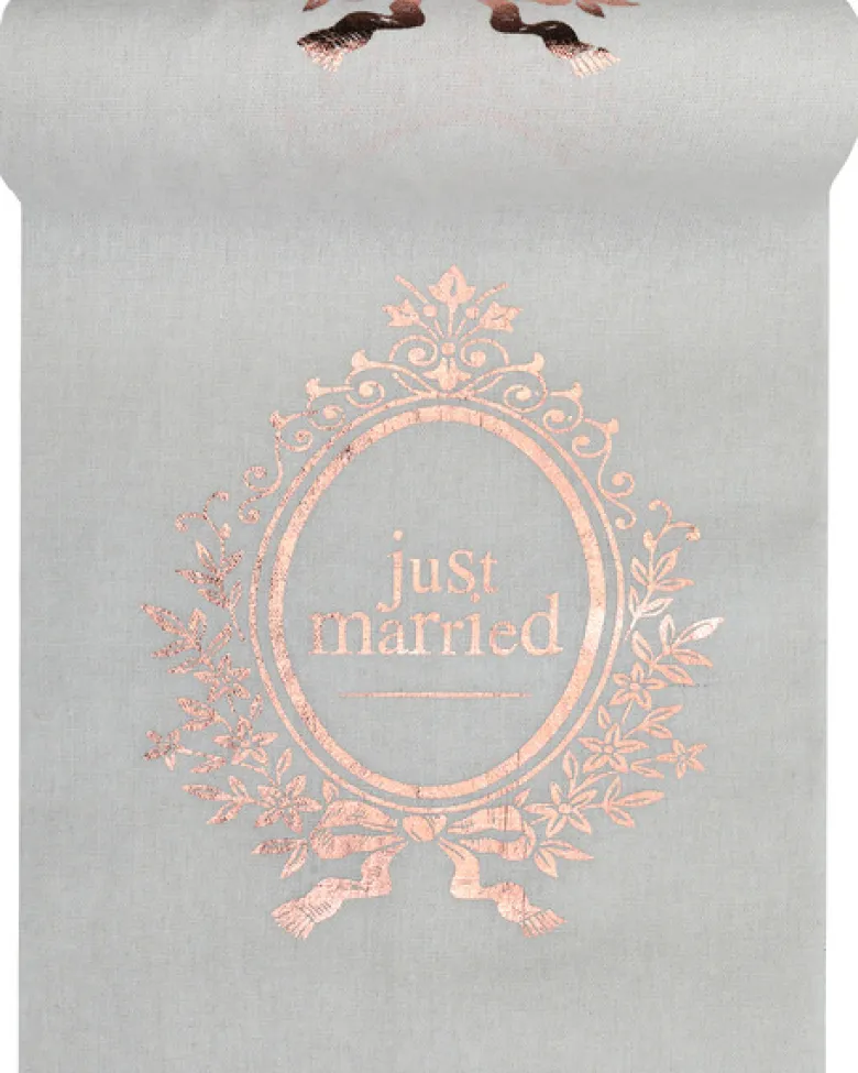 Hvid Bordløber m/Rosegold "Just Married" Print