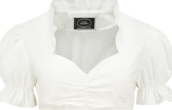 Hvid Dirndl Top, 100% Bomuld (14 Størrelser)