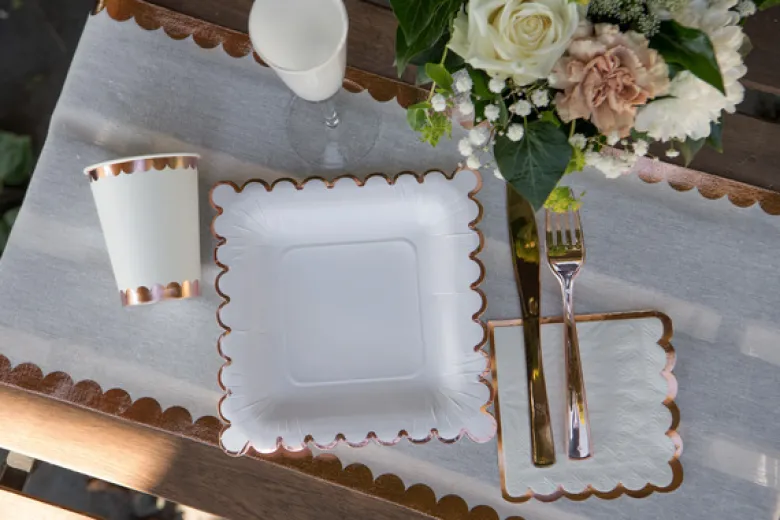 Hvide Drinksservietter Med Rosegold Kant