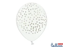 Hvide Faux Konfetti Latex Balloner (30cm.), 6 stk.