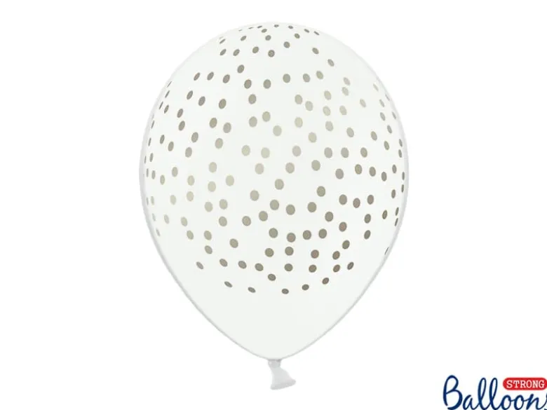 Hvide Faux Konfetti Latex Balloner (30cm.), 6 stk.