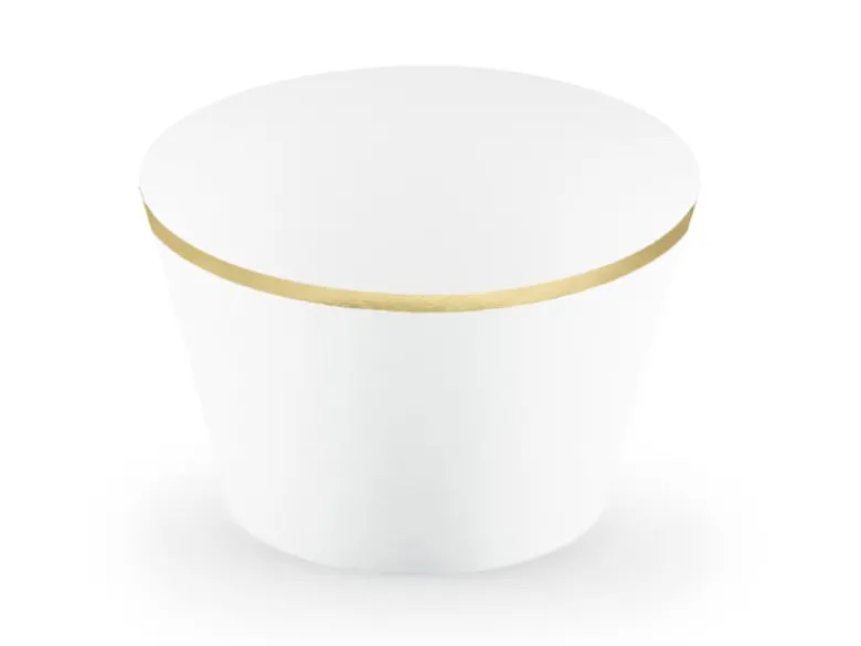 Hvide Muffin Wrappers m/Guld Kant, 6 stk.