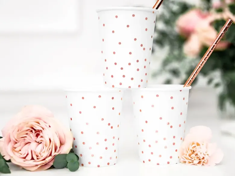 Hvide Papkrus m/Rosegold Prikker