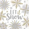 Hvide Servietter m/Juleprint "Let it Snow", 16 stk.