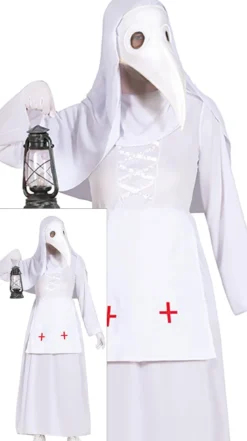 Hvid Pest Sygeplejerske Kostume