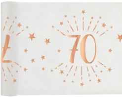 Hvid & Rosegold Fødselsdagsbordløber - 70 År