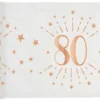 Hvid & Rosegold Fødselsdagsbordløber - 80 År