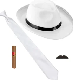 Hvidt Gangster Accessory Kit, Voksen