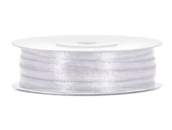 Hvidt Satinbånd, 50M X 3mm