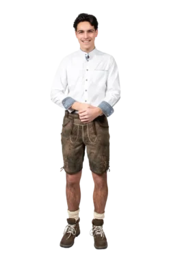 Hvid Tyrolerskjorte med Ståkrave & Denim