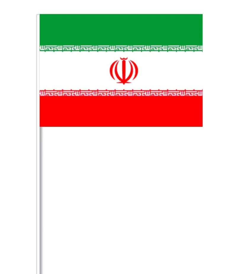 Iransk Papirflag på Pind, 27 x 20 cm