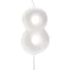 Iriscerende Hvidt Tal Kagelys m/Glitter 6.5 cm - 8