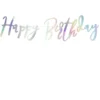 Iriserende Skråskrift "Happy Birthday" Banner, 62cm