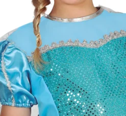 Isblå Prinsessekjole m/Kappe - Kostume Til Piger i 2 Dele (3 - 9 år)