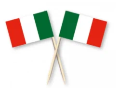 Italienske Flag på Picks på Træpind, 50stk.