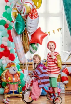 Julestok Folie Ballon, 5 stk.