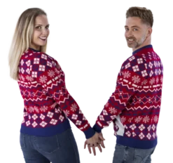 Julesweater m/Isbjørn Print i Hvid, Rød & Blå