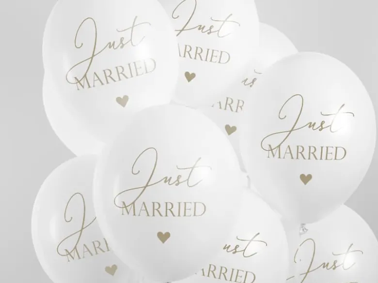 Just Married Latex Balloner, 6 stk