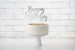 Kagepynt - Happy Birthday - sølv