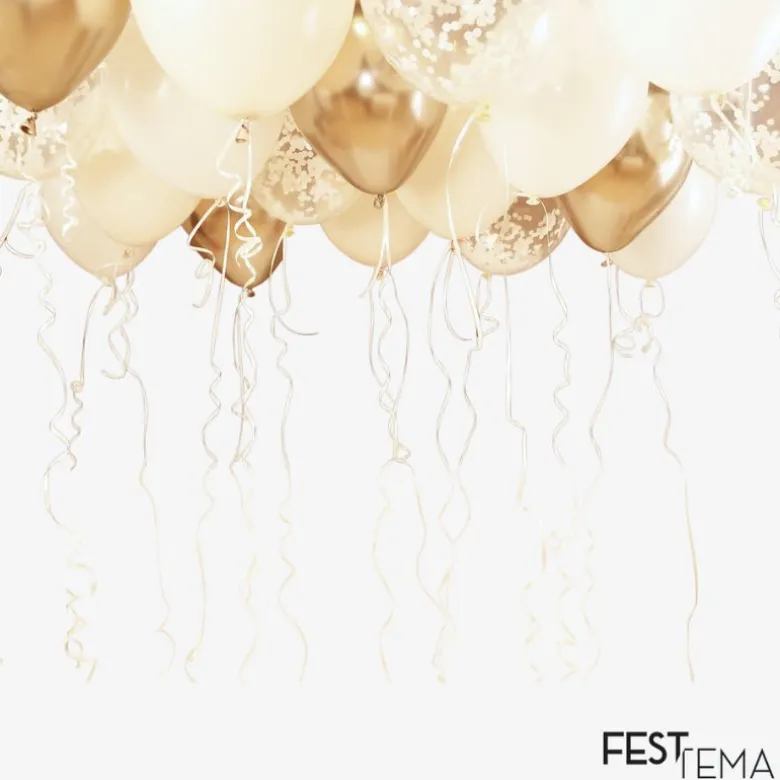 Komplet Ballonloft Kit, Hvid & Guld Chrome