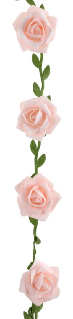Kunstige Lyserøde Roser på Blomsterranke, 120cm