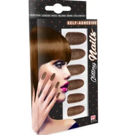 Kunstige Negle - Kobber Glitter
