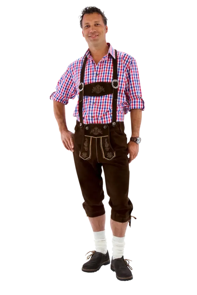 Lederhosen i Ægte Gedeskind - Brune, Lang Model