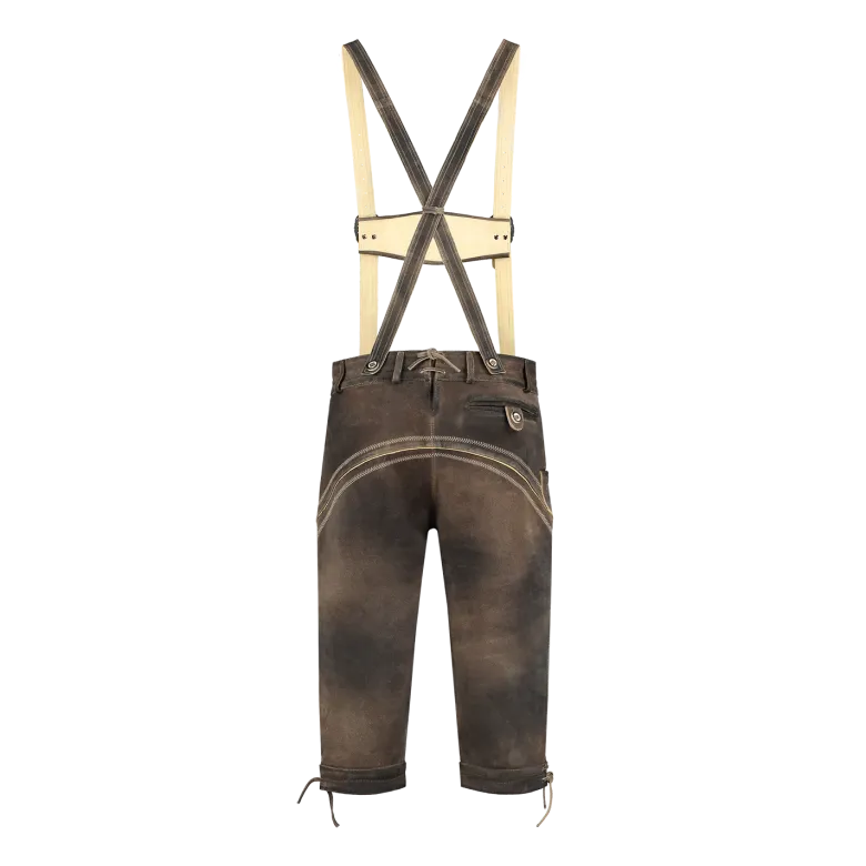 Lederhosen i Ægte Læder - Kort Model i Gråbrun