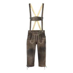 Lederhosen i Ægte Læder - Kort Model i Gråbrun