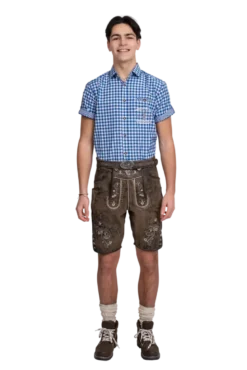 Lederhosen i Ægte Læder m/Bælte - Vintage Brun