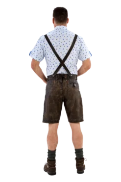 Lederhosen i Ægte Skind - Kort Model i Antikbrun