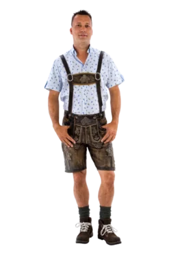 Lederhosen i Ægte Skind - Kort Model i Antikbrun