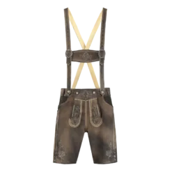 Lederhosen i Ægte Skind - Kort Model i Gråbrun