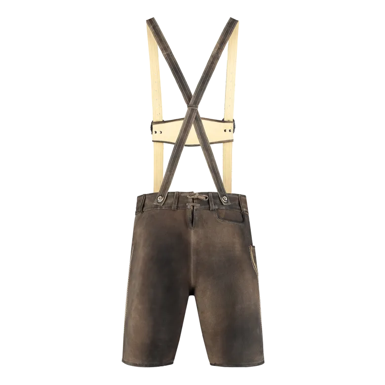 Lederhosen i Ægte Skind - Kort Model i Gråbrun