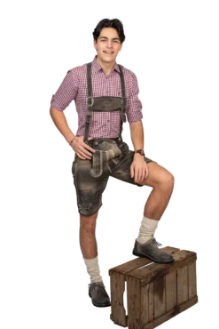 Lederhosen i Ægte Skind - Kort Model i Gråbrun