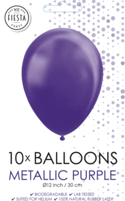 Lilla Naturlatex Metallic Balloner, 10 stk.