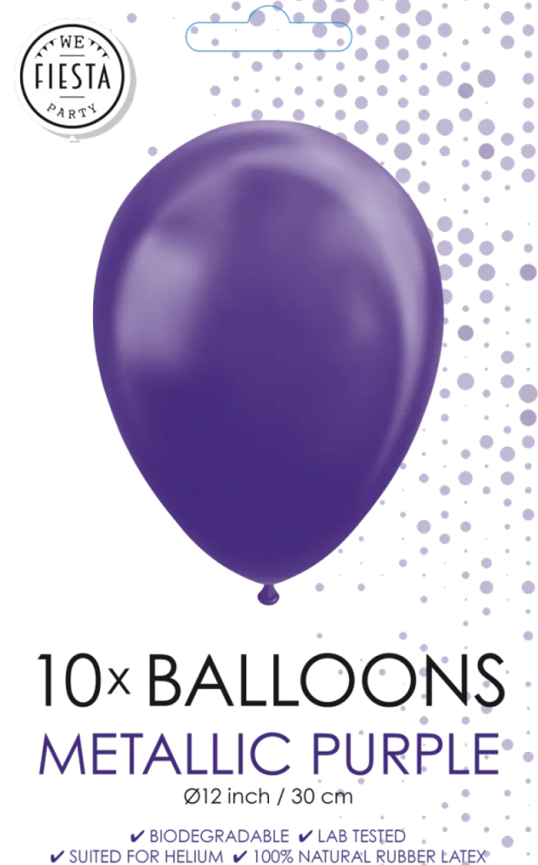 Lilla Naturlatex Metallic Balloner, 10 stk.