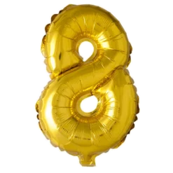Lille Guld Folie Tal Ballon (ca. 40cm.) - 8 Tal