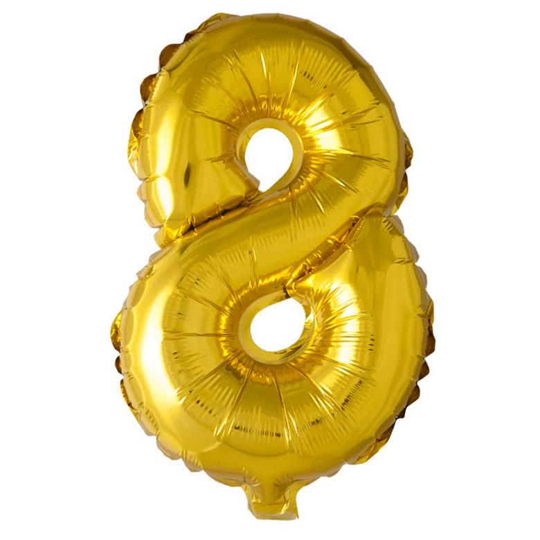 Lille Guld Folie Tal Ballon (ca. 40cm.) - 8 Tal