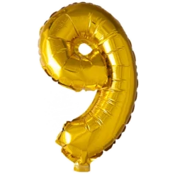 Lille Guld Folie Tal Ballon (ca. 40cm.) - 9 Tal
