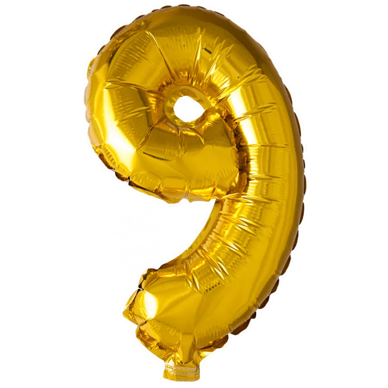 Lille Guld Folie Tal Ballon (ca. 40cm.) - 9 Tal