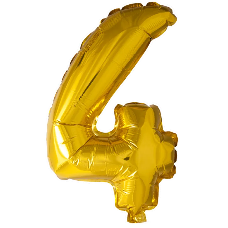 Lille Guld Folie Tal Ballon (ca. 40cm.) - 4 Tal