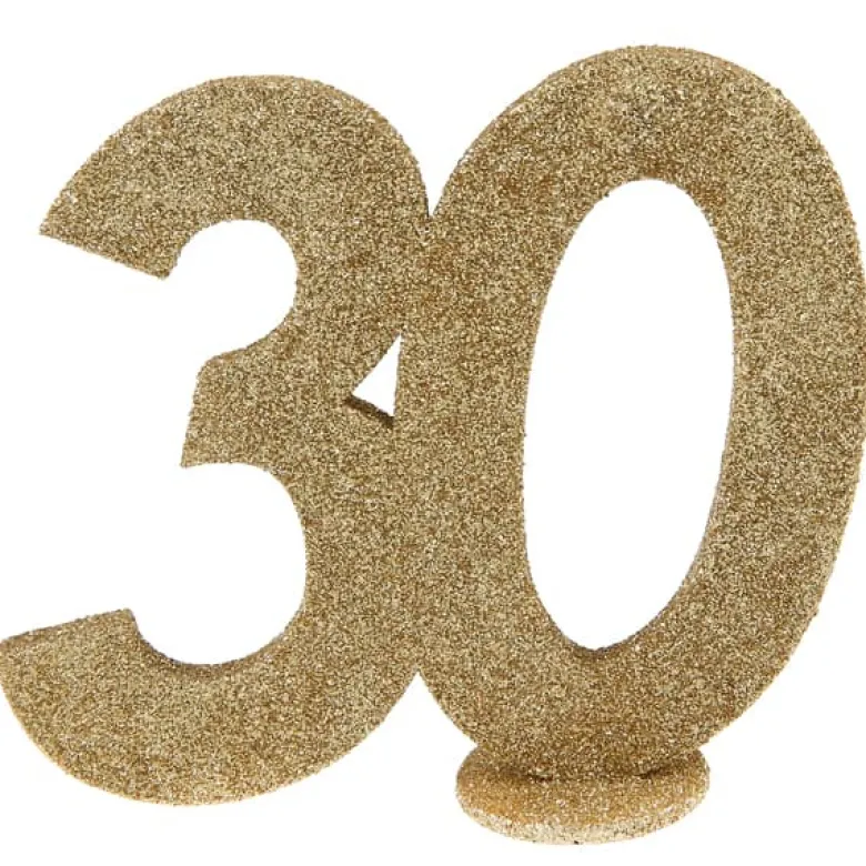 Lille Guld Glitter "30" Tal - Borddekoration