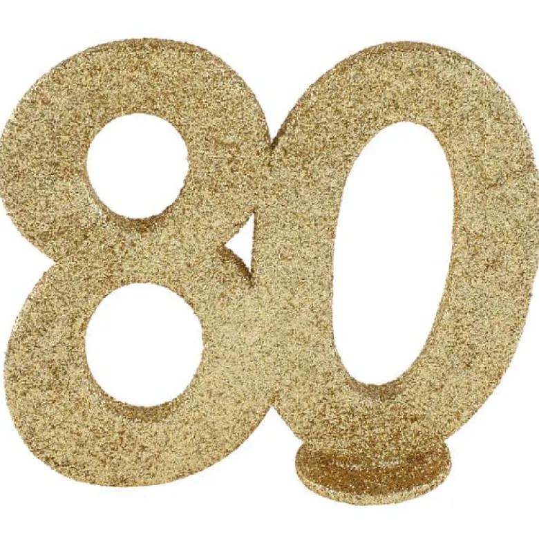 Lille Guld Glitter "80" Tal - Borddekoration